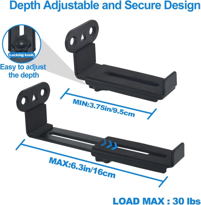 Howonder Soundbar Wall Mount,All Metal Sound Bar Mounts Under TV for Sonos,Samsung, Bose, Vizio, LG, Sony, JBL and More,Depth Adjustable 3.7”-6.3”, Hold up to 30 lbs,HD-118,2 Packs,Black - Image 3